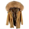 Women Fashion Real Rabbit Fur Parka Hooded Coat Winter Jacket