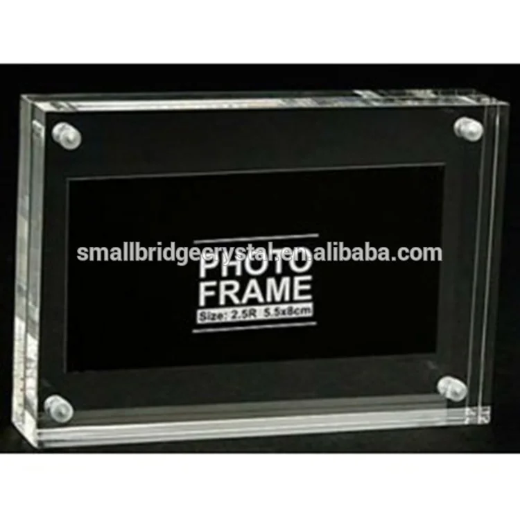 Crystal Photo Frame Clear Cube Etched Glass Picture Display