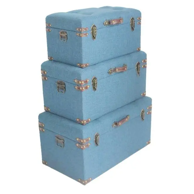 

Blue Storage Box Home Decoration wood Trunks