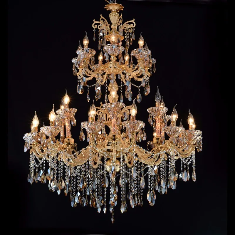 Large Gold Crystal Chandelier Lighting Big Cristal Lustres Light Fixture Chandelier Crystal for Hotel Project MD2117