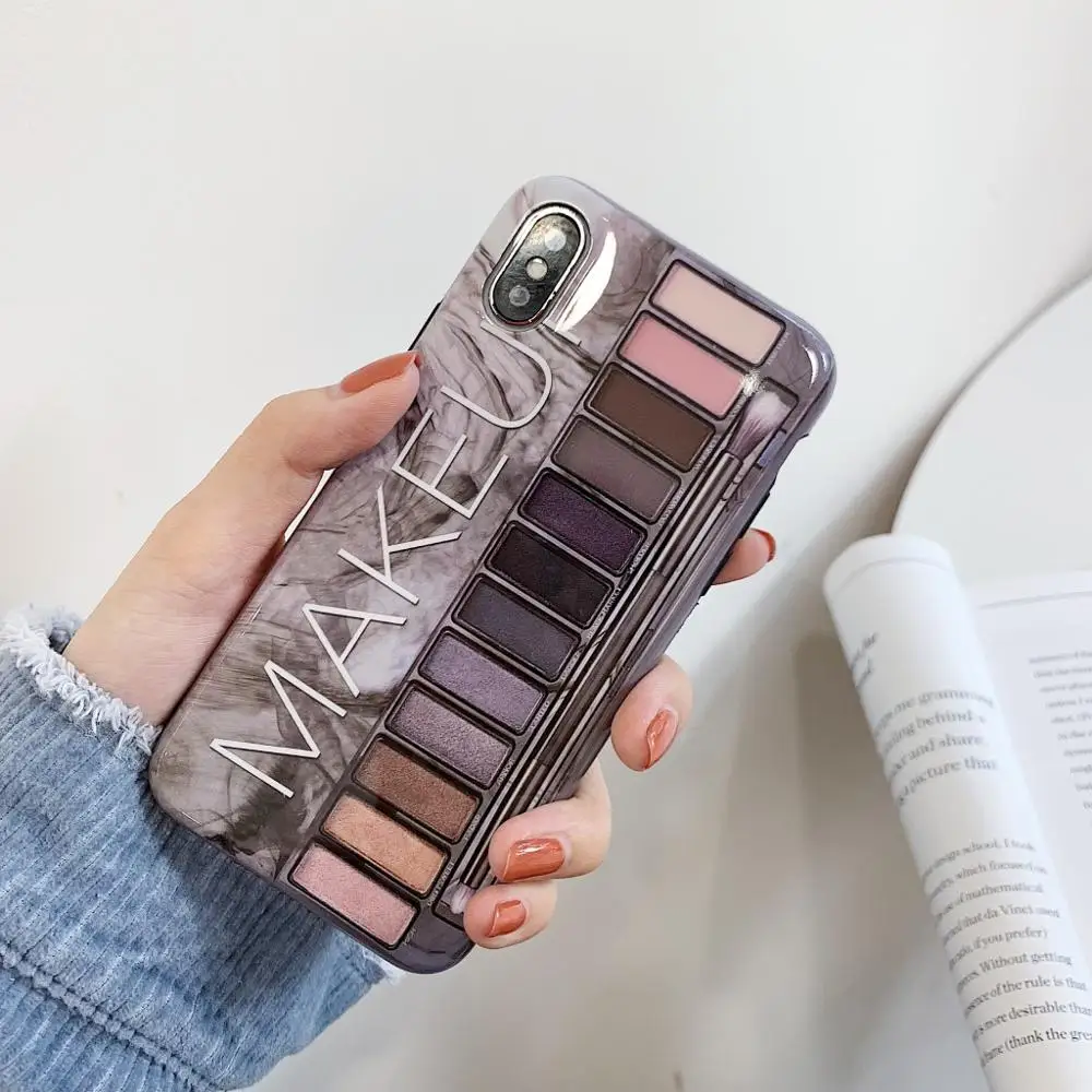 Fashion Eyeshadow Palette Glossy Soft TPU Makeup Back Phone Case Cover For iPhone X XS XR XS Max