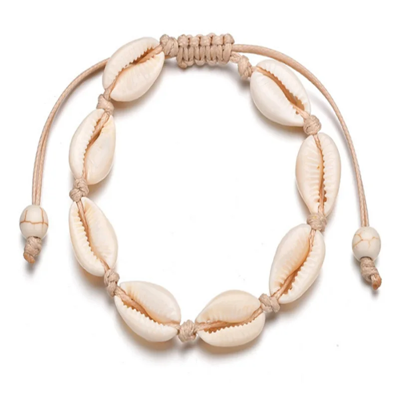 

Handmade Natural Seashell Hand Shells Adjustable Couple Bracelet, White