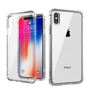 For iPhone 6/7/8plus X XS Max XR transparent dustproof shockproof tpu case cheap slim bumper raised corner back case phone cover