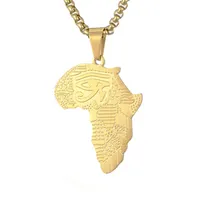 

Hiphops Rap Jewelry 18K Gold Plated 316L Stainless Steel African Map Pendant Necklace For Men