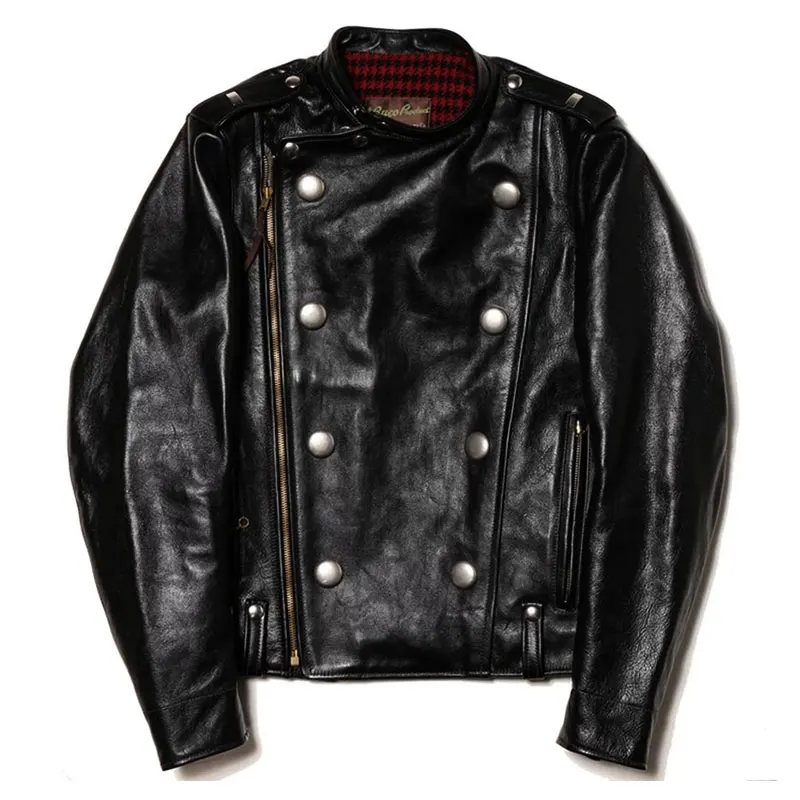 

zipped biker leather jackets for men