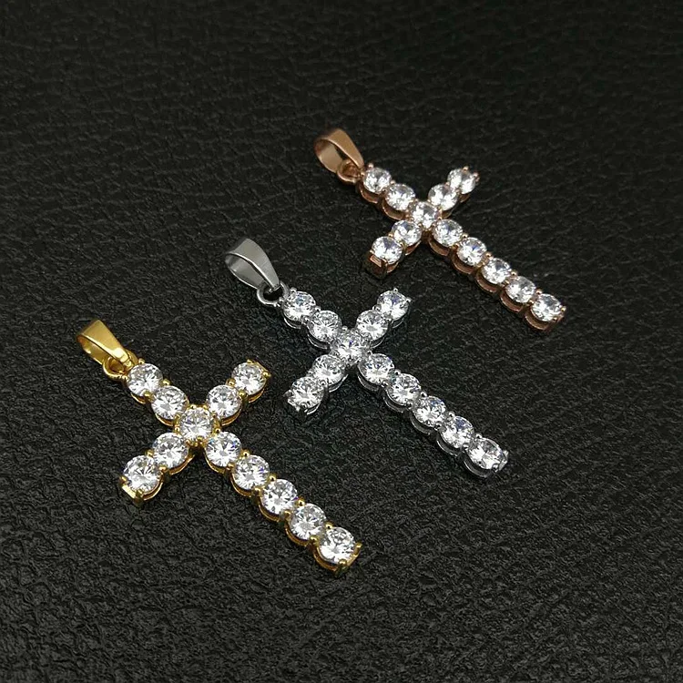 Wholesale Stainless Steel Jewelry Gold Crystal Cross Pendant Necklace