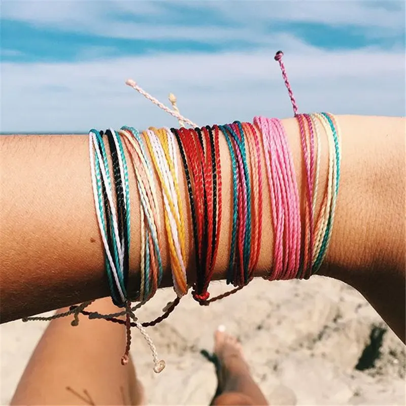 

Pure Life Hippie Boho beach Surf Bracelets handmade Multilayer Woven Friendship bracelet wax string Bracelets&Bangles, As picture