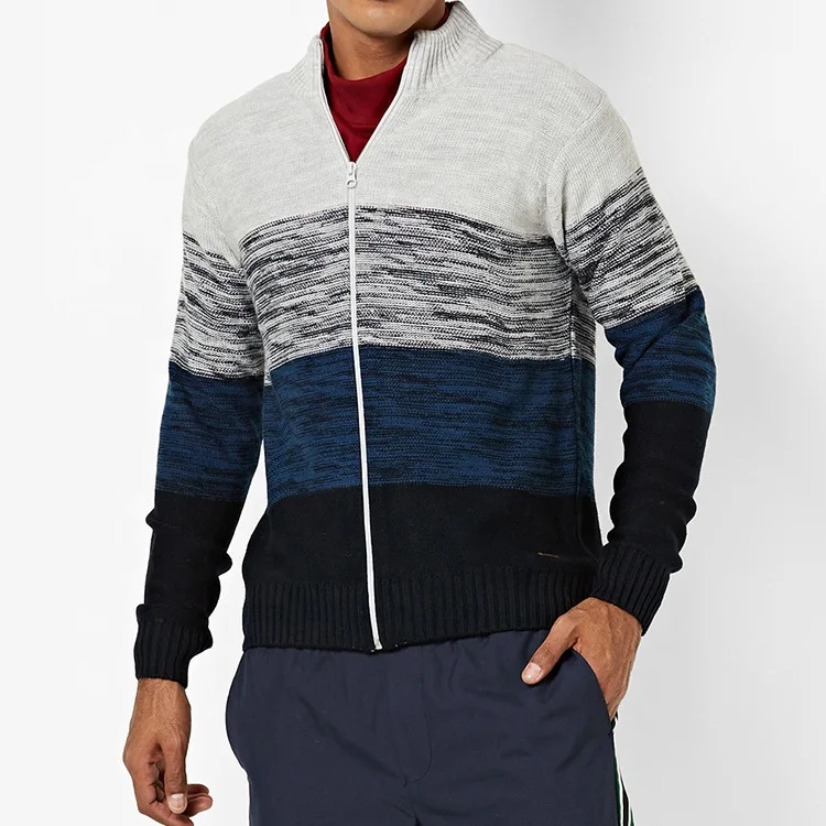 50 Wool 50 Acrylic men's Zipper Cardigan Navy Blue Color Direct From