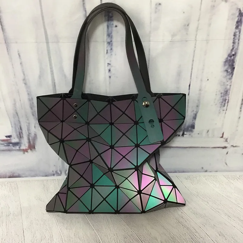 T01 Women Luminous Pu Leather Holographic Geometric Bag Ladies Luxury ...