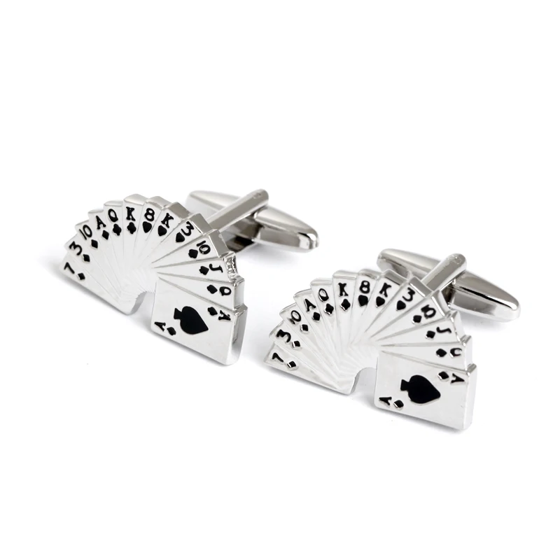 

Vintage Stainless Steel Silver Men's Wedding Gift Poker Cufflinks, As picture show