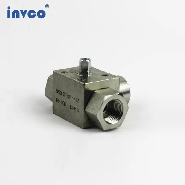 INVCO Pneumatic actuator 3 way High Pressure ball valve ,Stainless Steel Pneumatic Ball Valve for high media