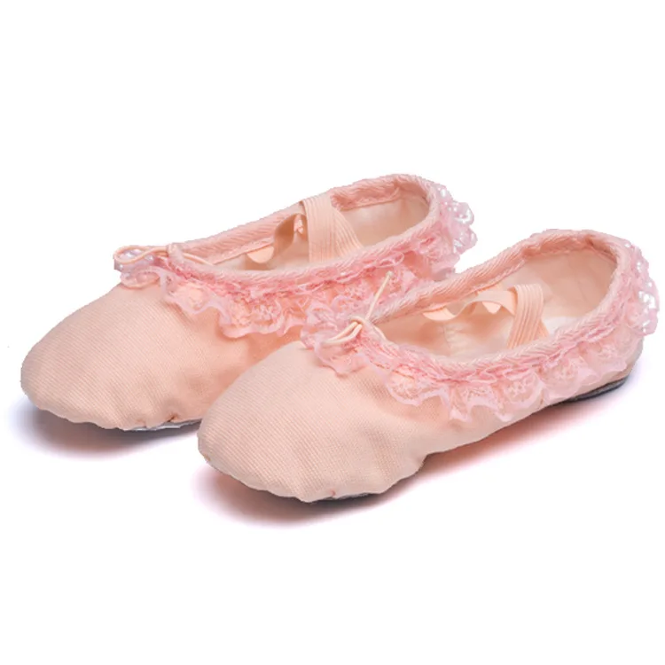 red canvas ballet shoes