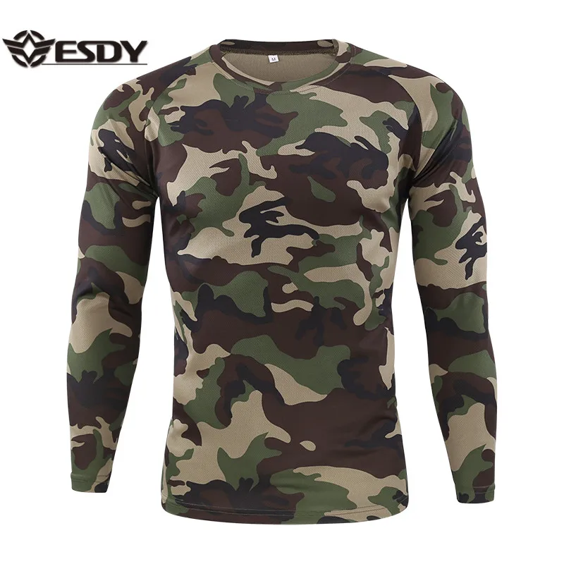 

ESDY O-Neck Quick- drying Tactical Long- Sleeve Breathable Python Camo Assault Shirt, Jungle camo