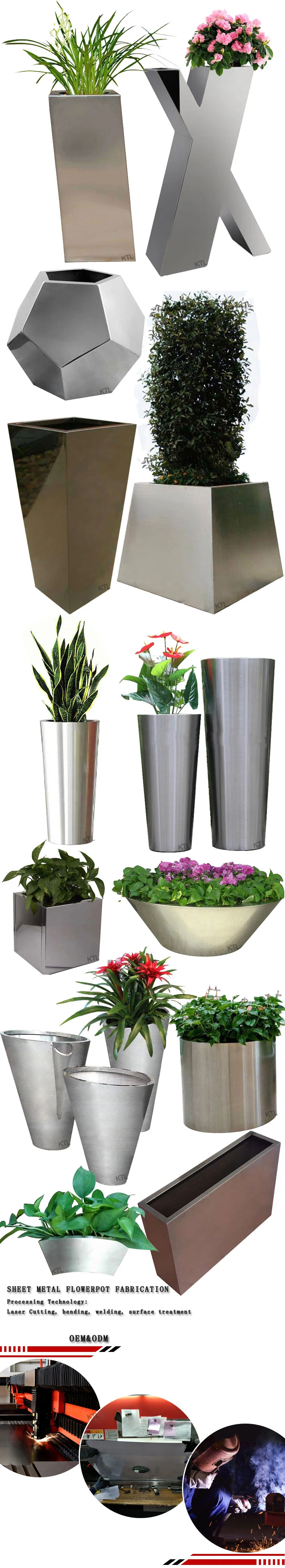 工厂定制尺寸长方体不锈钢播种机金色金属花盆盆景盆