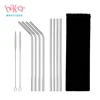 Reusable Replacement Customized Logo Case Tips Stainless Steel Metal Drinking Straw Set
