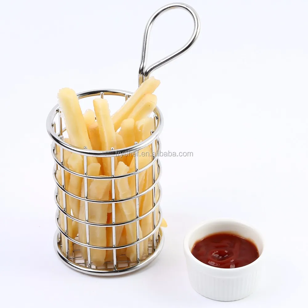 Stainless Steel Metal Type and LFGB FDA CIQ CE / EU SGS EEC Certification French Fry Baskets