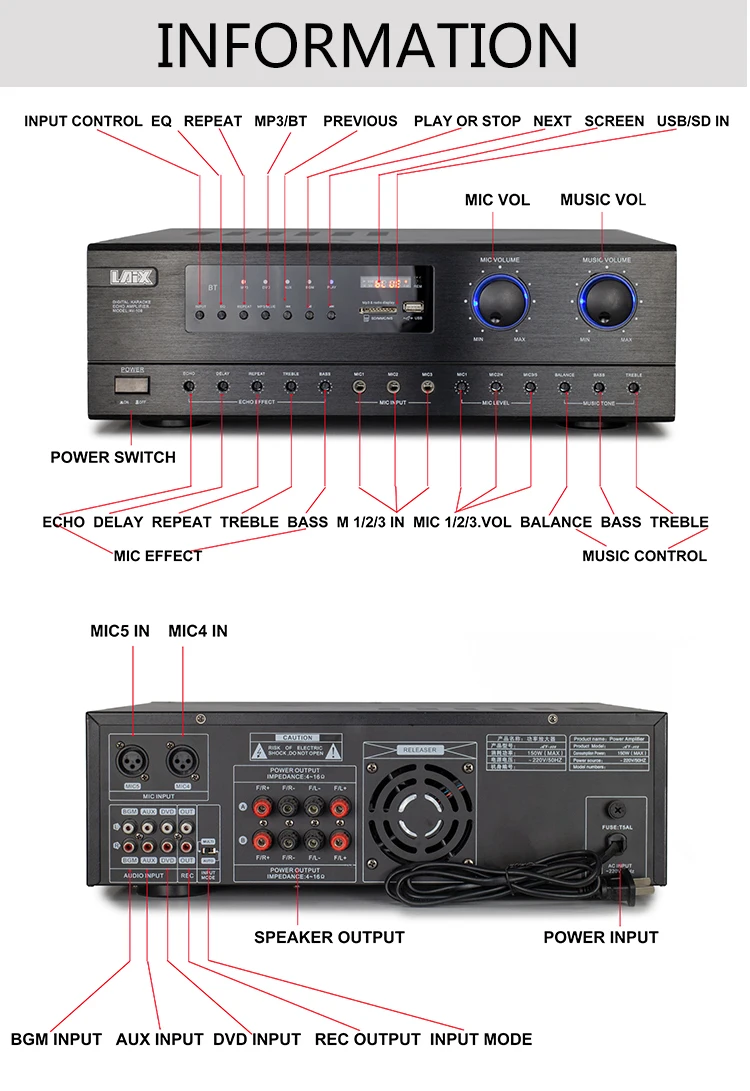 Laix Av108 Power Audio Hight Amplificador Oem Odm Home Amp Professional Karaoke Amplifier Buy