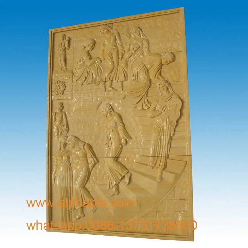 
Building decoration using white marble relief 