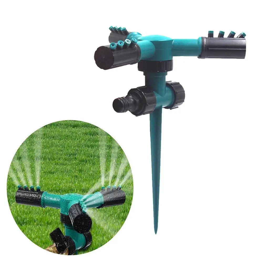 Adjustable 360° Rotating Portable Yard Impulse Sprinkler with Metal Head & Wheeled Base Coverage