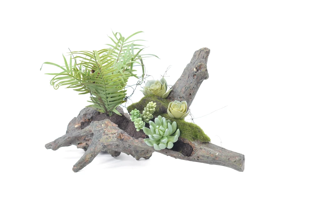 Indoor Decor Artificial Tree Stumps With Green Plants Buy Artificial