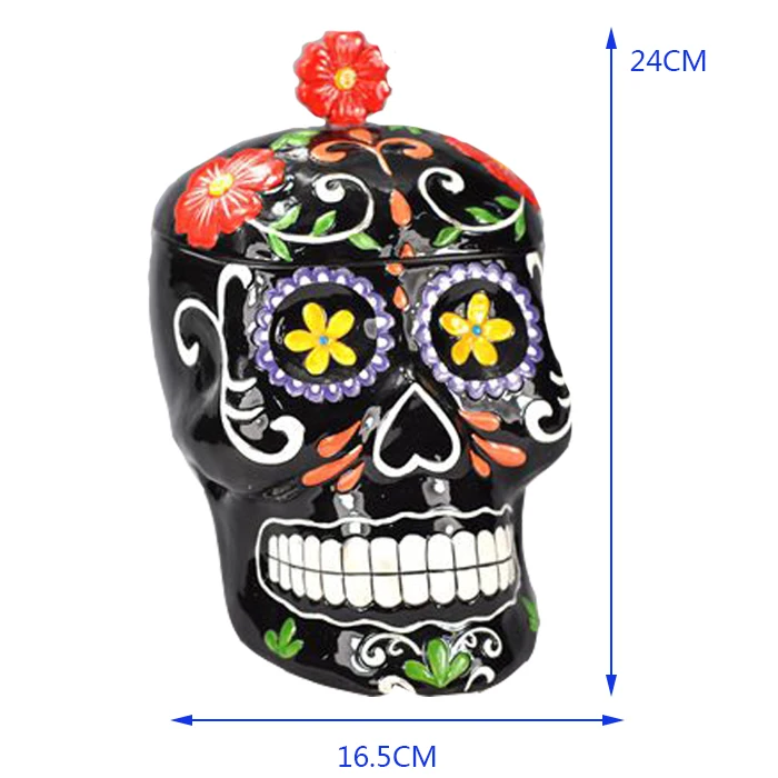 Halloween Ceramic Skull Kitchen Food Canister With Lid - Buy Food ...