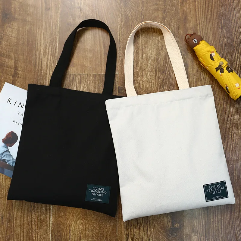 

Beautiful printed canvas bag OEM production canvas tote bag, Black,white