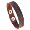 Retro design press button clasp computer embroidery heart leather bangle in 2 colors