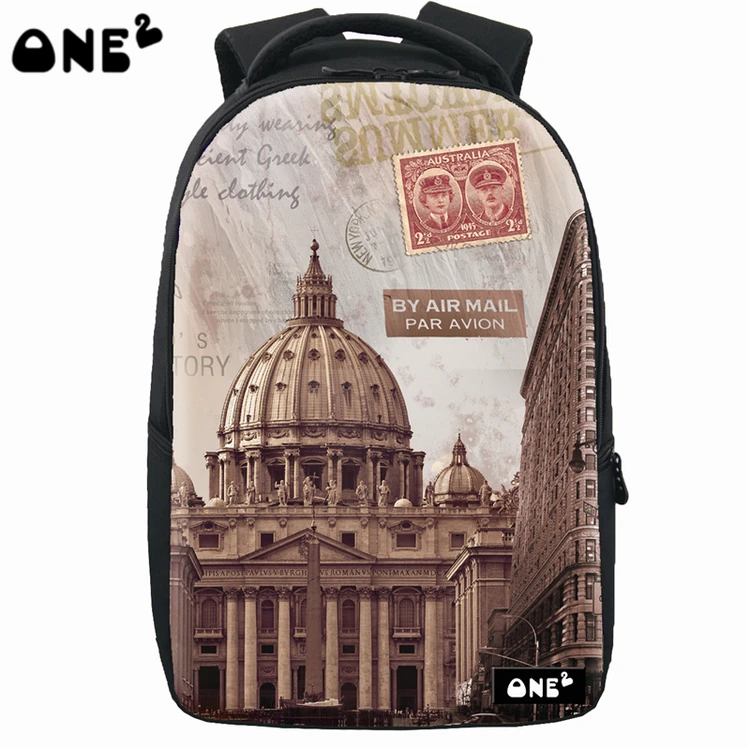 

ONE2 design house pattern cheap brand laptop backpack bag, Customized