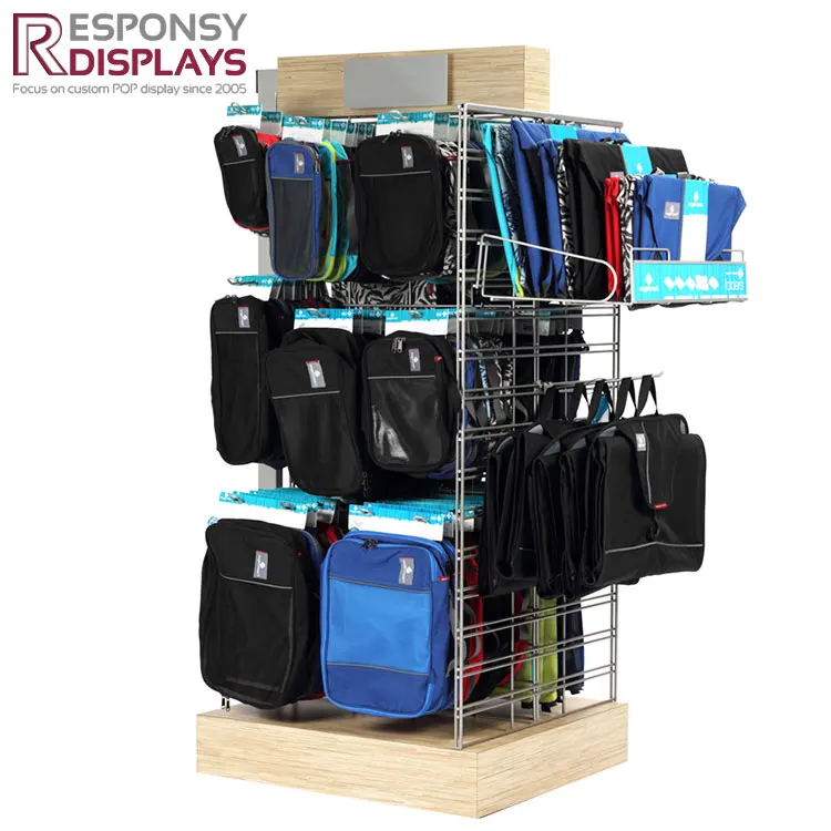 New Design Floor Sports Backpack And Bottle Cup Display Stand With