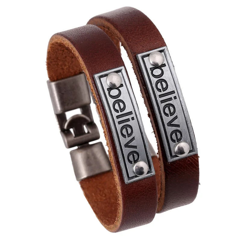

Tryme Believe Alloy Genuine leather Bracelet,Lovers Bracelet Wholesale Lovers Ornaments Confident Cowhide Bracelet, N/a