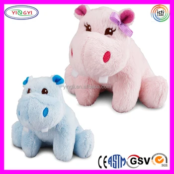 peluche hippopotame rose