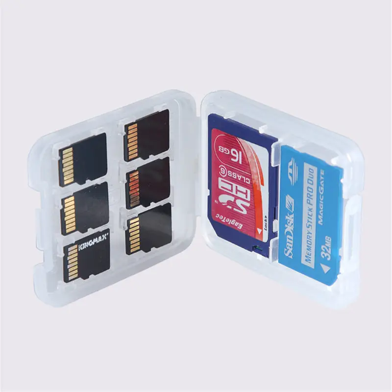 

High Quality 1pcs/lot 8 in 1 Plastic Transparent Micro For SD TF MS Memory Card Storage Case Box Bag Protector Holder