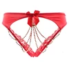Gem charm girls red underwear women transparent panties lace micro g-string