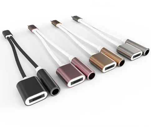 

Wholesale 2 in 1 for 8 pin to 3.5mm Jack Aux Audio Converter Charging Cable Adapter for iPhone 7, Gold;black;rose gold;sliver