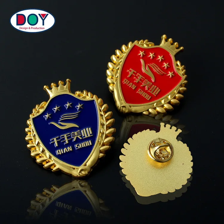 Die Cast Custom Made Brand Name Shieldshaped 3d Logo Metal Lapel Pin