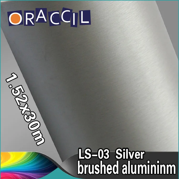 1.52x30m Self Adhesive Vinyl Brushed Aluminum Sheet Car Body Vinyl Wrap ...