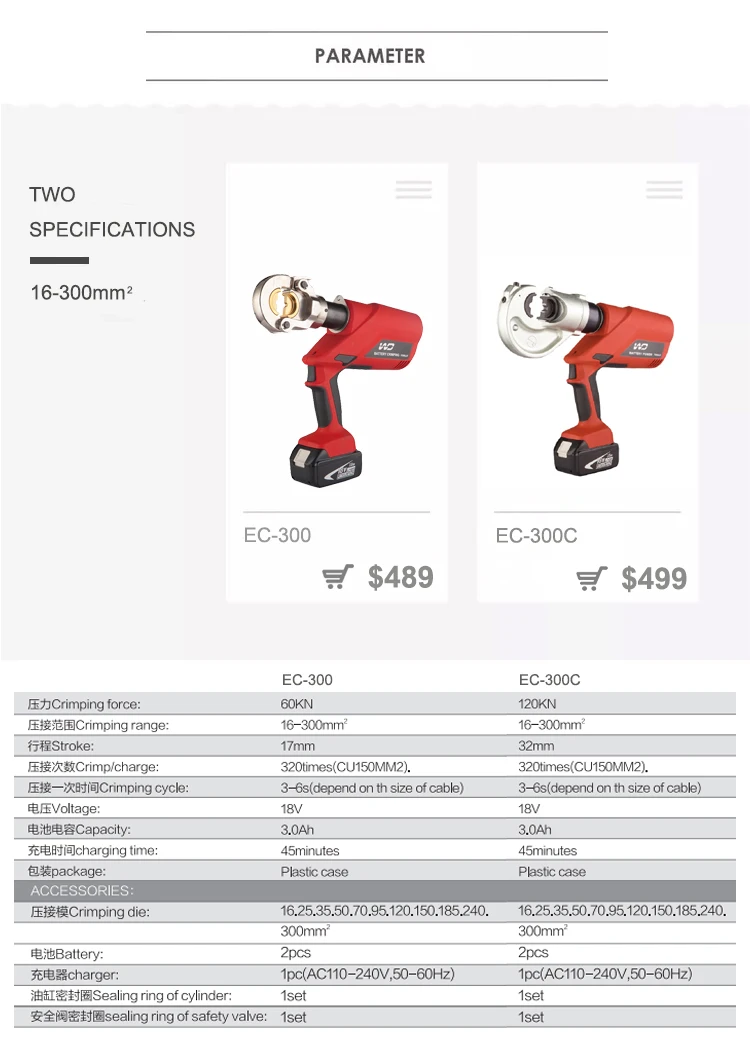 cordless battery crimping tool