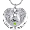 Unisex Angel Wing Birthstone Memorial Keepsake Ashes Urn Pendant Necklace 'i used to be his angle, now he's mine'- oma