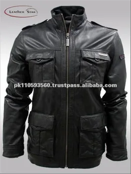 Militaire Stijl Ingerichte Look Mannen Lederen Jas Buy Militaire Stijl Ingerichte Look Mannen Lederen Jas Buy
