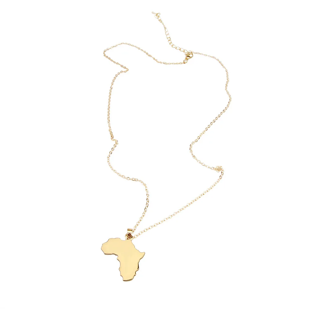 

Trendy Hiphop Africa Necklace Gold Color Chain African Map Pendant Necklace