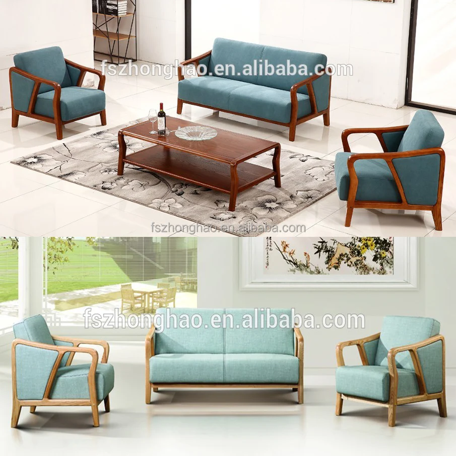 New Model Sofa Sets Pictures 3 Seater Simple Hotel Lobby Wood Sofa