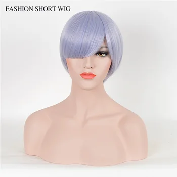 Hot Sale Cheap Short Hair Wig Men Straight Light Purple Wig