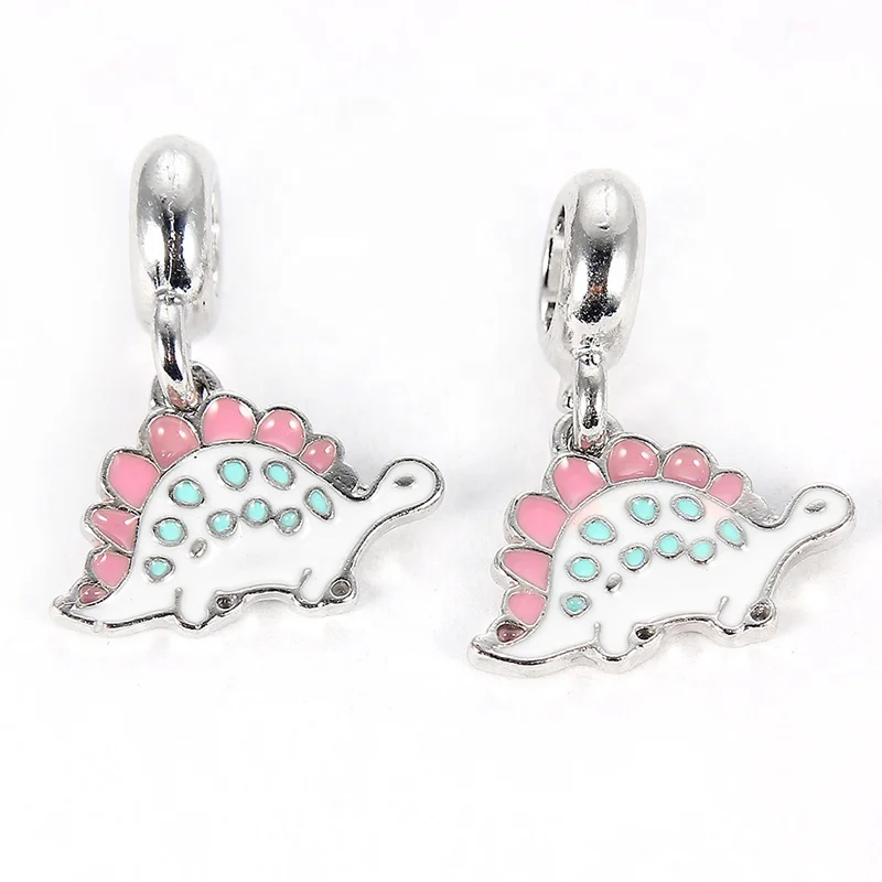 

Newest Silver Enamel Cute Unicorn Dinosaur Loose Spacer Beads Fit Kids DIY Charm Bracelet Jewelry Making Accessories