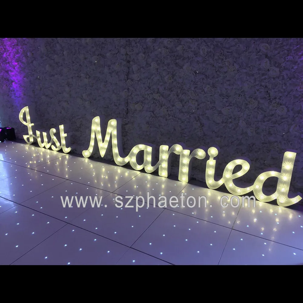 Wedding Decoration Outdoor Giant Cursive Just Married Lighted Marquee Letters