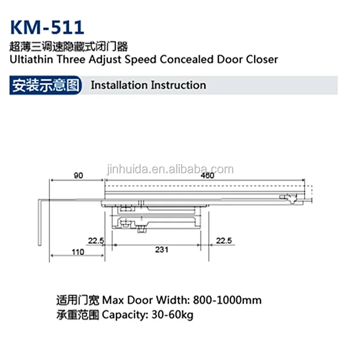 Ultiathin Three Adjust Speed Door Closer Concealed Door Closer