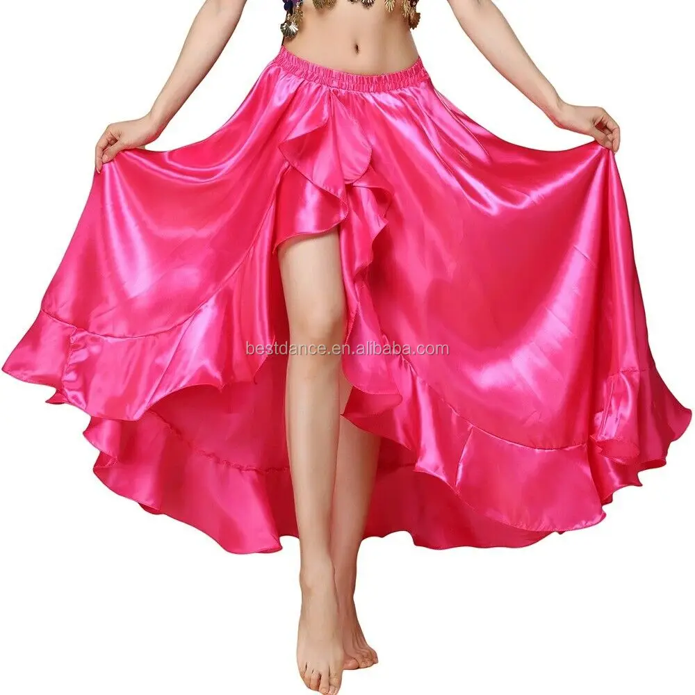 Veil Set Belly Dance Costume Gypsy Dress JUPE TMS NAVY BLUE Satin Skirt Top 