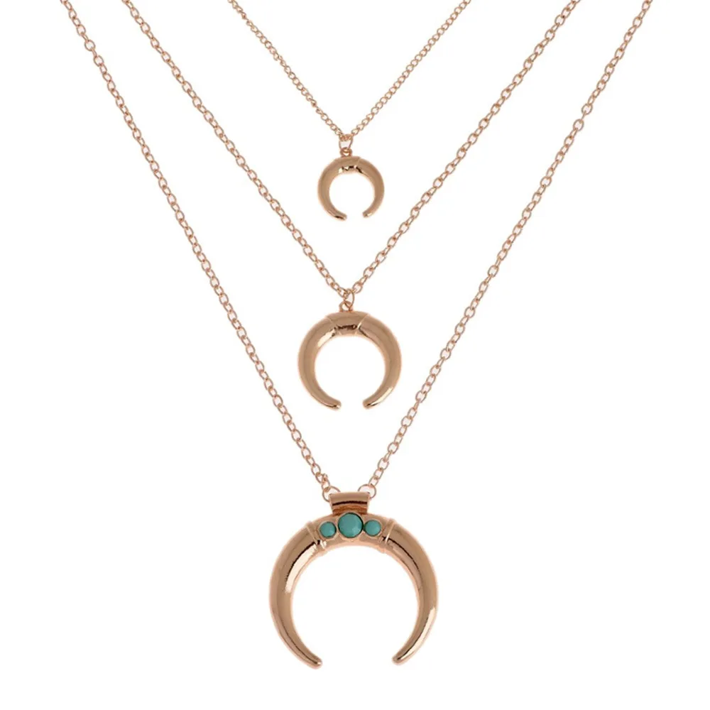 

latest design beads necklace moon shaped pendant fashion necklace