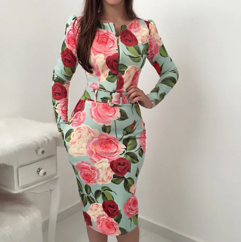 

254274 new in 2019 Cotton One-piece Dress printed floral