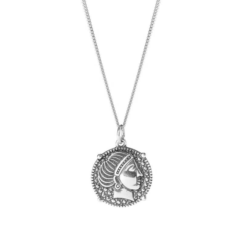 

OEM/ODM wholesale jewelry 925 sterling silver retro coin engraved portrait pendant charms