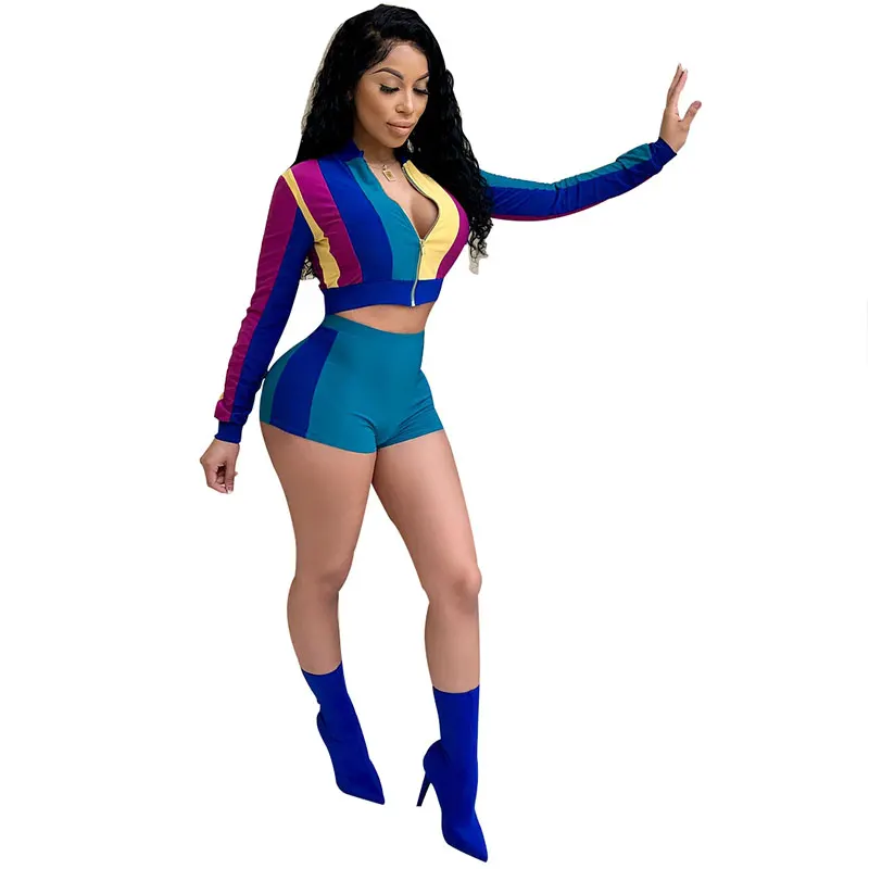 

Casual Striped Mandarin Collar Two-pieces Shorts Set Two Piece Set Women Clothing, N/a